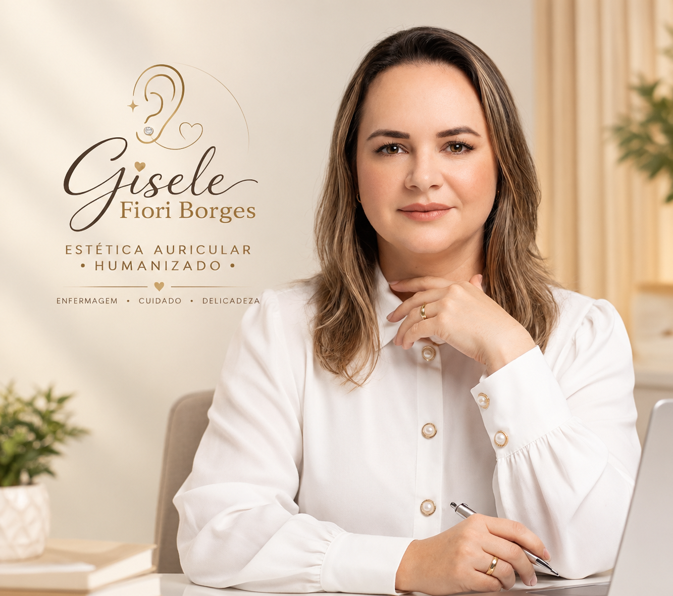 Gisele Fiori Borges, enfermeira responsável pelo furo de orelha humanizado